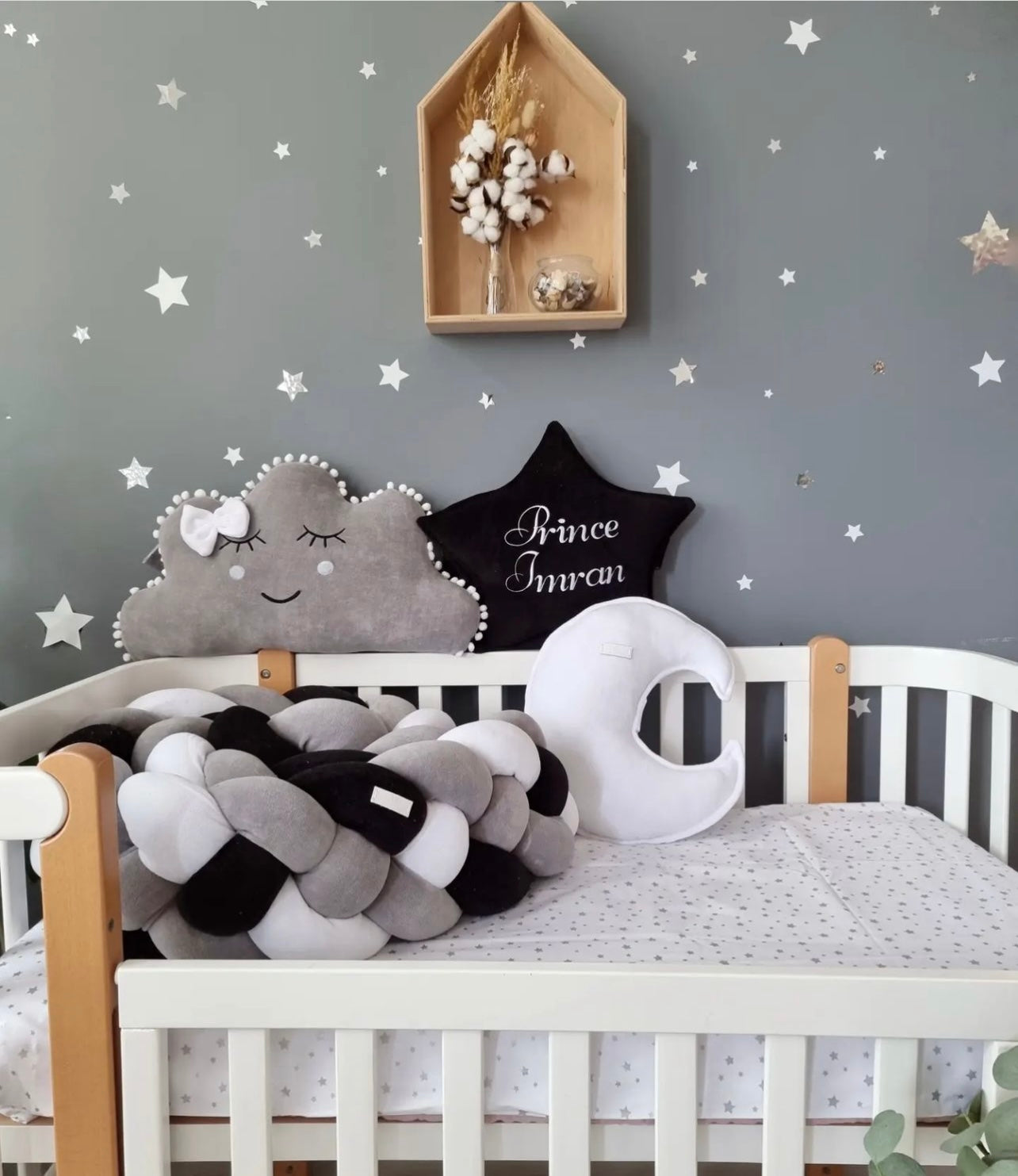 KIT COMPLET pour lit bébé Noir/ Gris/ Blanc