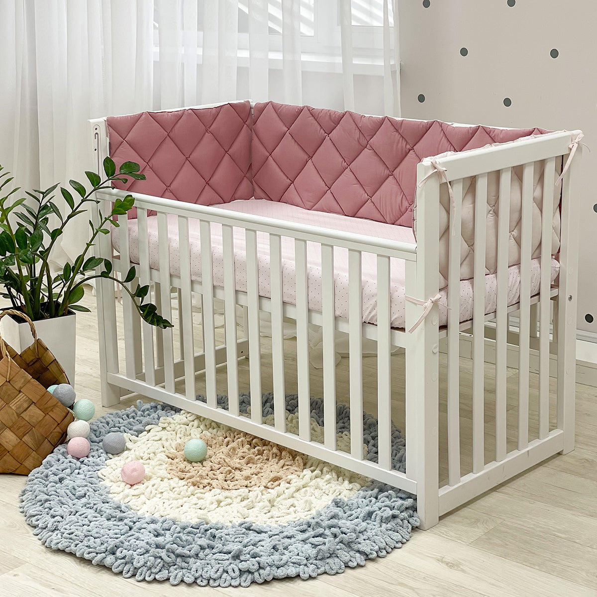 Tour de lit bébé Grès rose/Rose poudré