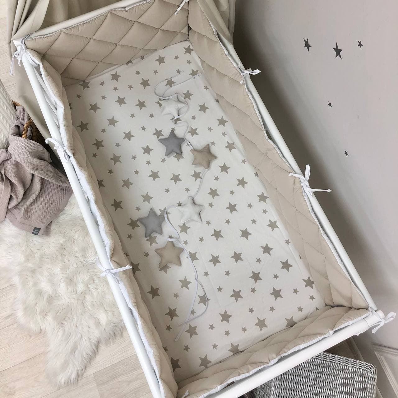 Tour de lit bébé Beige/Blanc