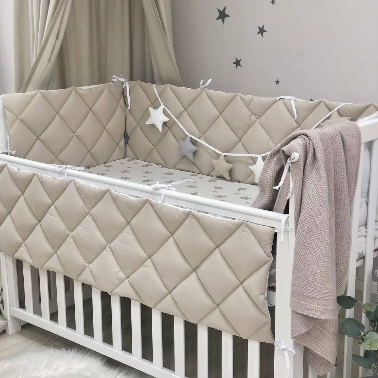 Tour de lit bébé Beige/Blanc