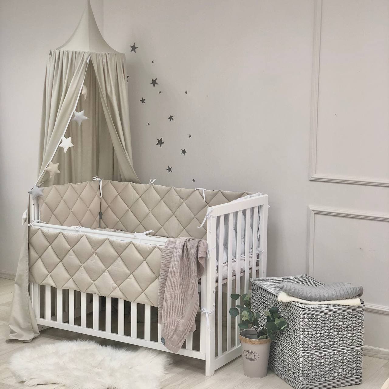 Tour de lit bébé Beige/Blanc