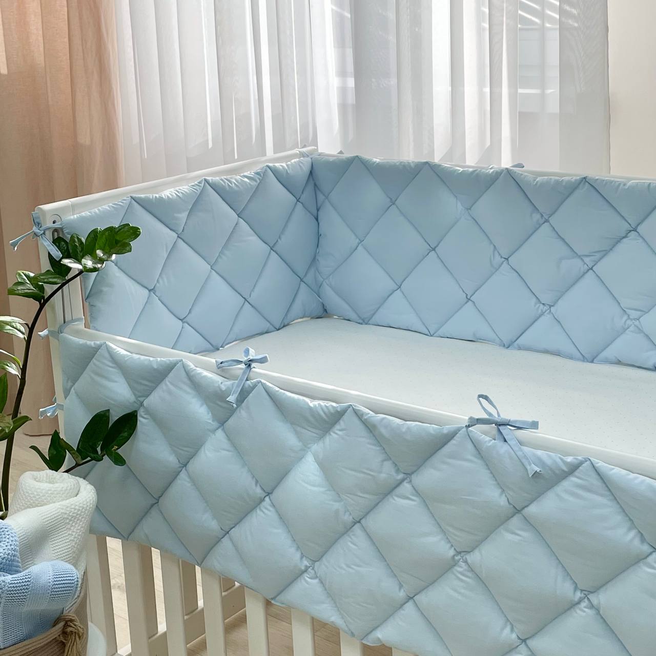 Tour de lit bébé Bleu/Blanc