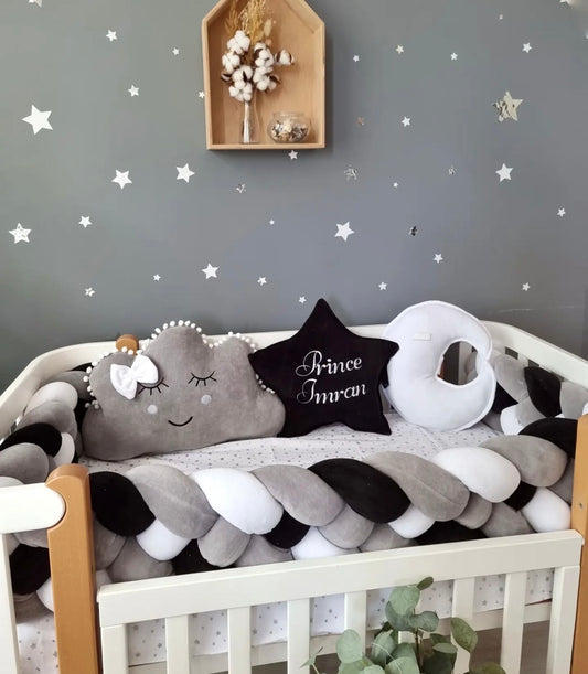 KIT COMPLET pour lit bébé Noir/ Gris/ Blanc