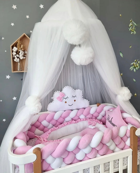 KIT COMPLET pour lit bébé rose/blanc