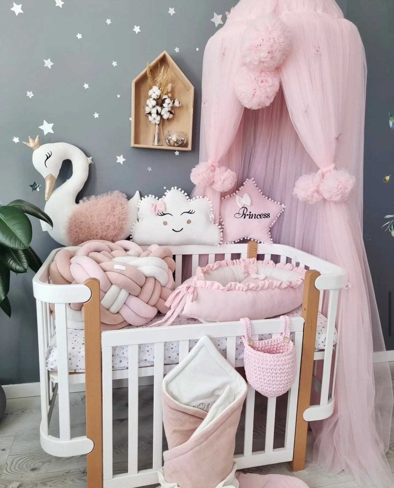 KIT COMPLET pour lit bébé Vieux rose/ Rose et Blanc