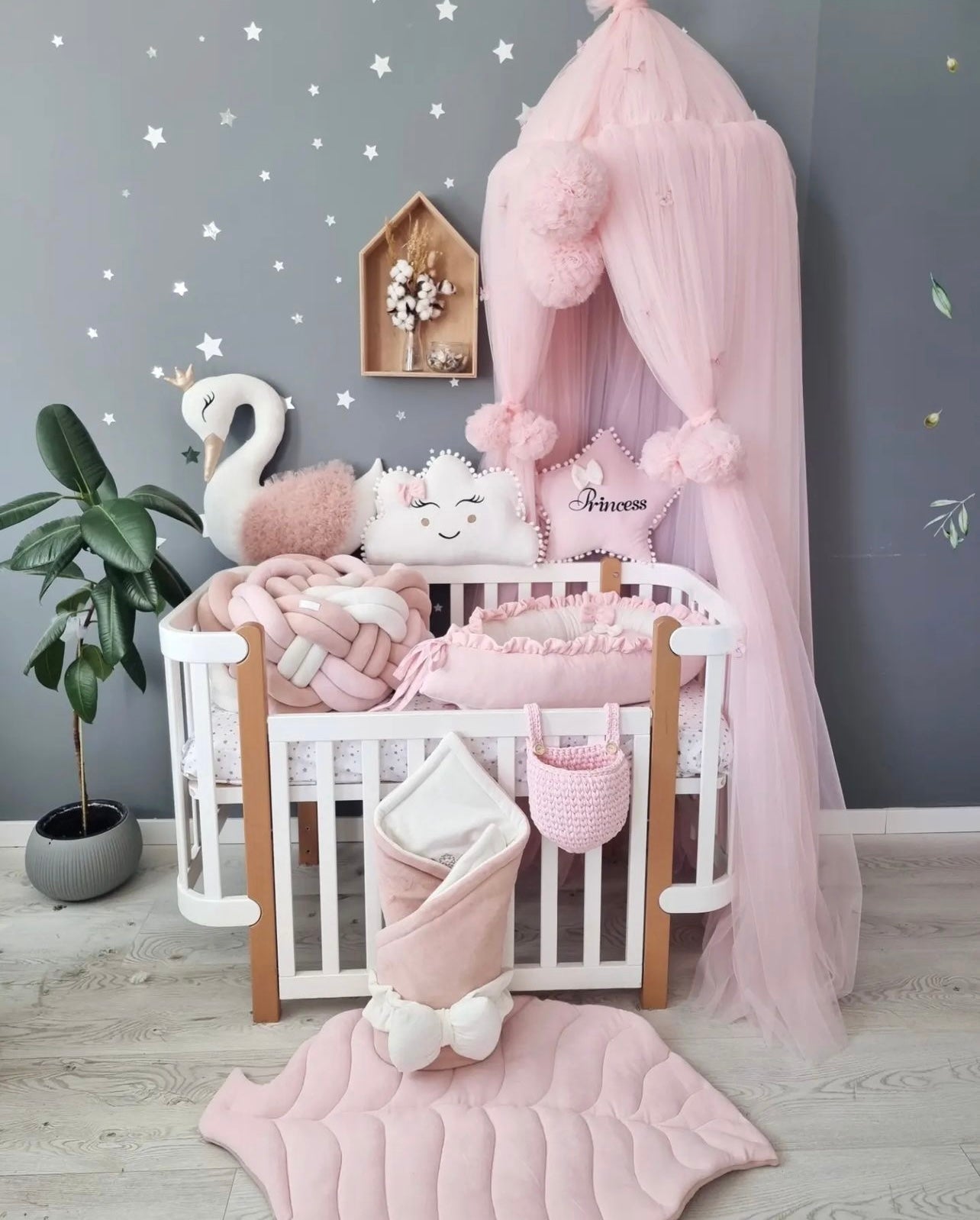 KIT COMPLET pour lit bébé Vieux rose/ Rose et Blanc