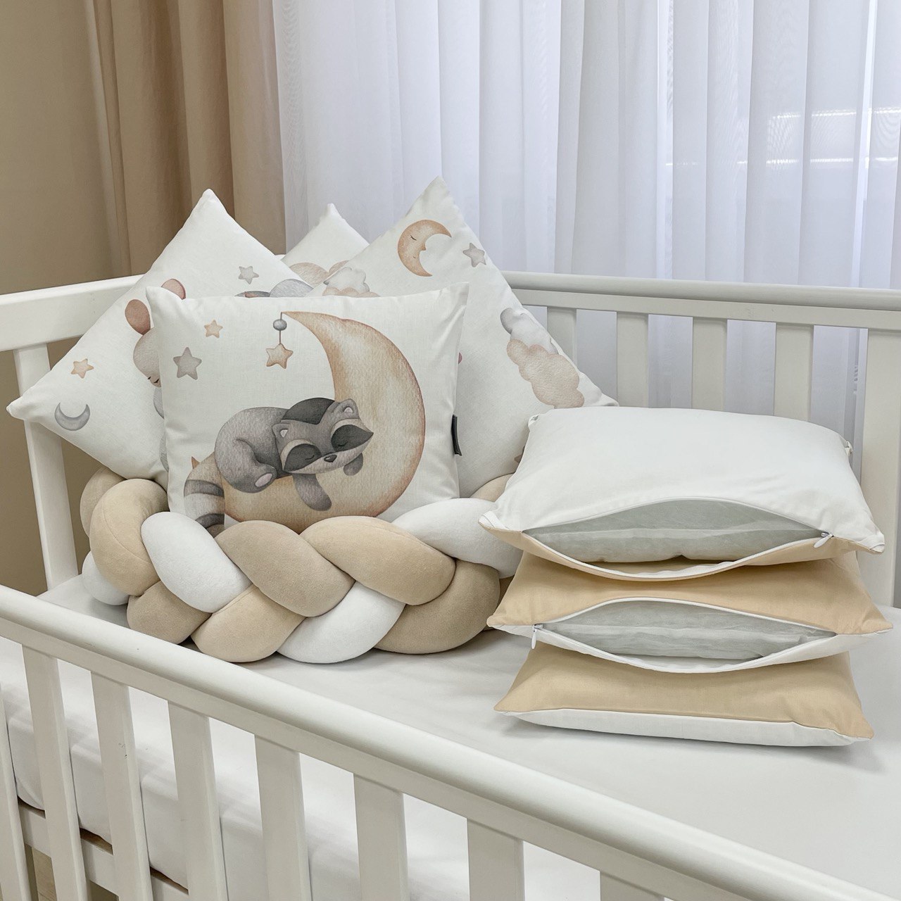 Tour de lit bébé Raton laveur + drap housse pour lit